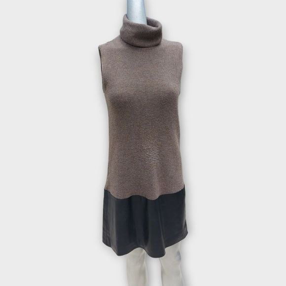 Bailey 44 American in Paris Brown Knit Leather Dress - Picture 13 of 15